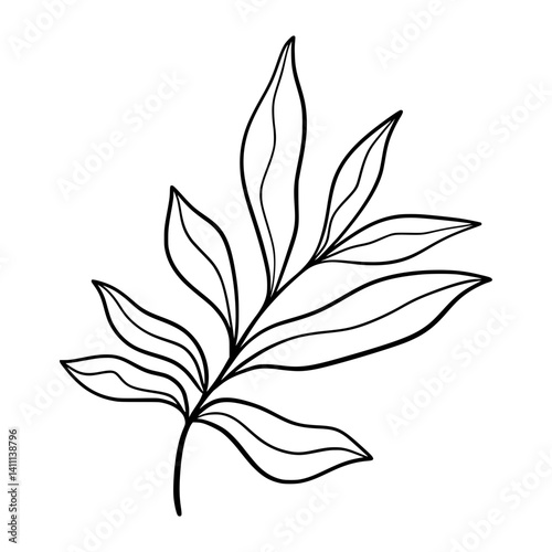 Cute line art leaf icon illustration
