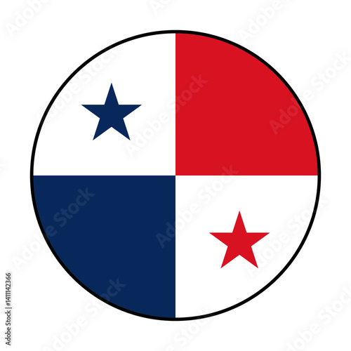 Free Download Flag of Panama. Black loop edge. Panama circle flag logo icon computer vector illustration design. - GFXLoad