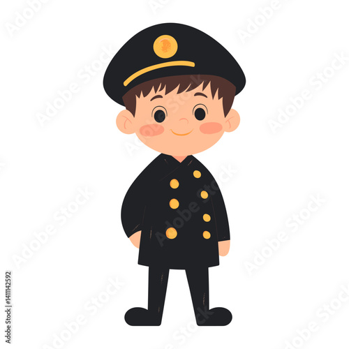 Boy Police Officer cartoon illustration officer child vector
