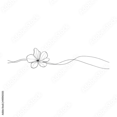 One long line drawing flower art vector