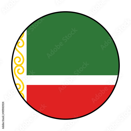 Flag of Chechnya. Black loop edge. Chechnya circle flag logo icon computer vector illustration design. Free Download Flag of Chechnya. Black loop edge. Chechnya circle flag logo icon computer vector illustration design. - GFXLoad