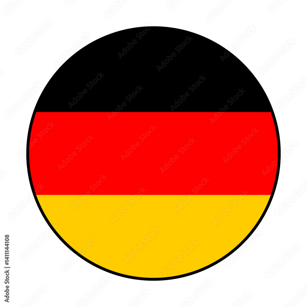 Flag of Germany. Black loop edge. Germany circle flag logo icon computer vector illustration design. Flag of Germany. Black loop edge. Germany circle flag logo icon computer vector illustration design.