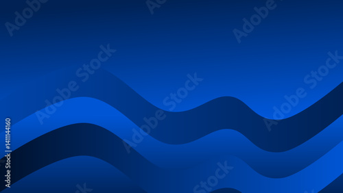 Abstract blue wave backgound design. Vector illustration with simple gradient. Clear luxury background for wallpaper or cover.