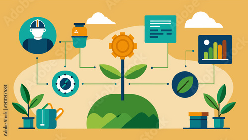By integrating historical data and crop rotation cycles AI technology can offer tailored recommendations for soil maintenance and improvement.. Vector illustration