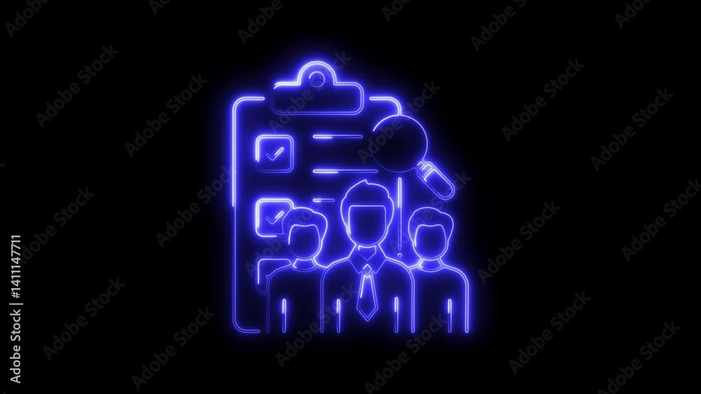 Glowing neon team icon 4k isolated on black background. HD Video motion graphic animation Glowing neon team icon 4k isolated on black background. HD Video motion graphic animation