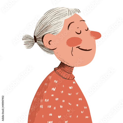 Old woman illustration portrait colors vector
