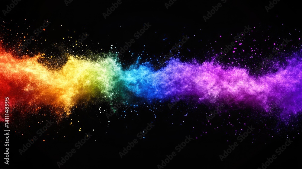 Fototapeta premium Vibrant Color Burst with Rainbow Hues and Dynamic Particle Effect
