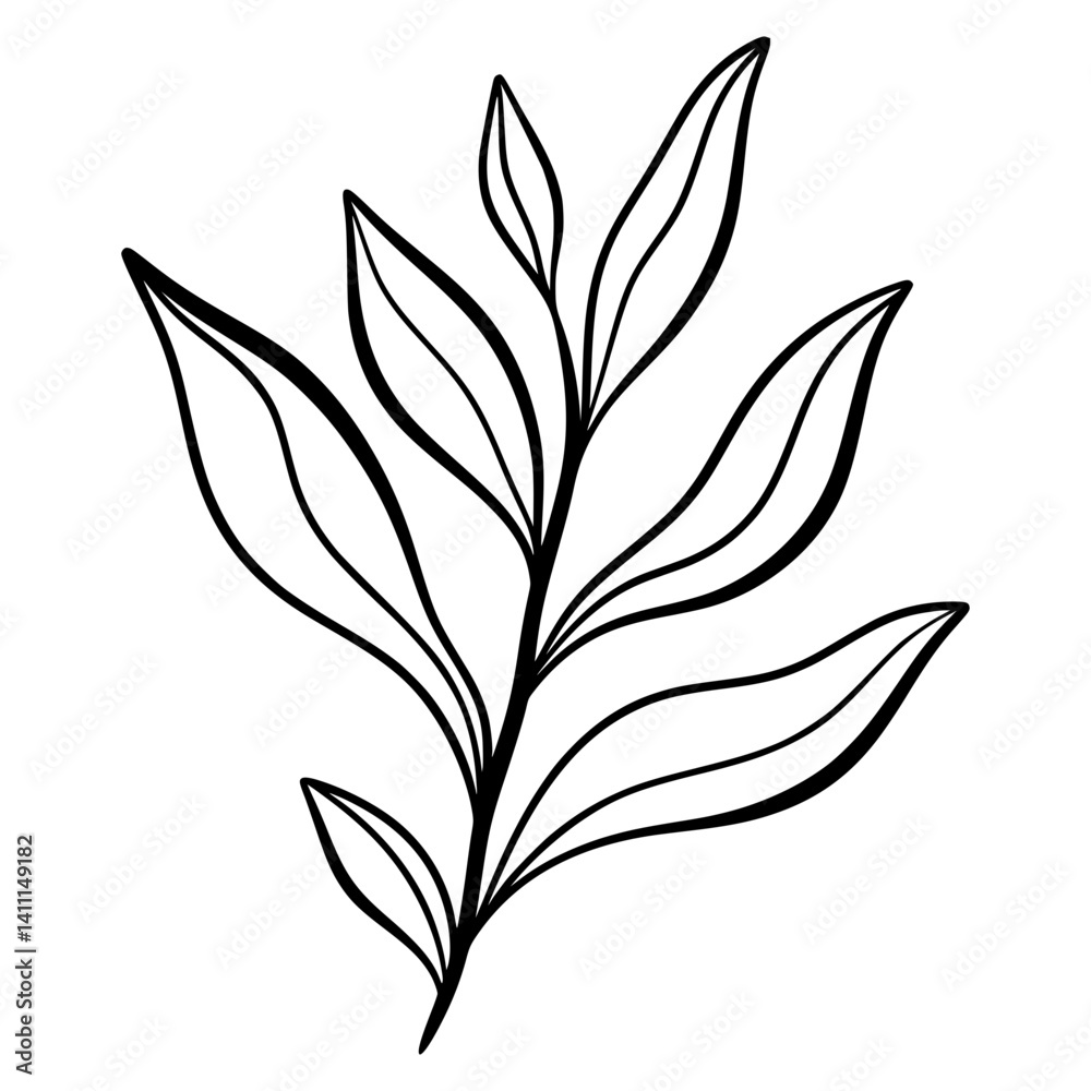 Fototapeta premium Cute line art leaf icon illustration