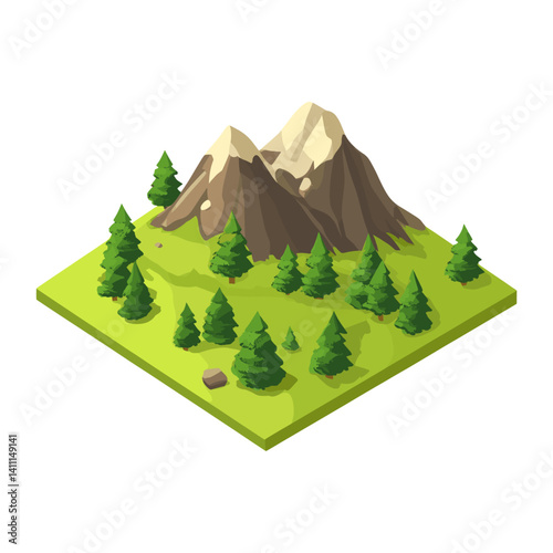 Mountain illustration landscape isometric vector
