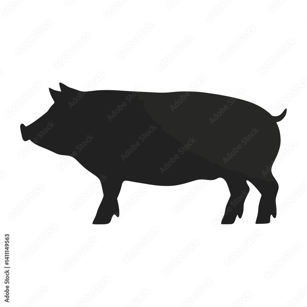 Fototapeta premium Pig silhouette illustration animal black vector