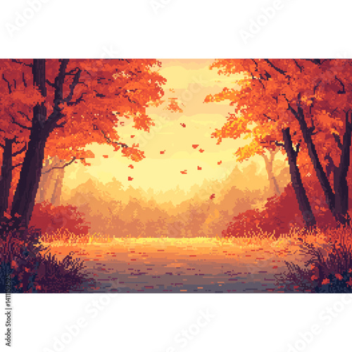 Autumn illustration scenery nature vector