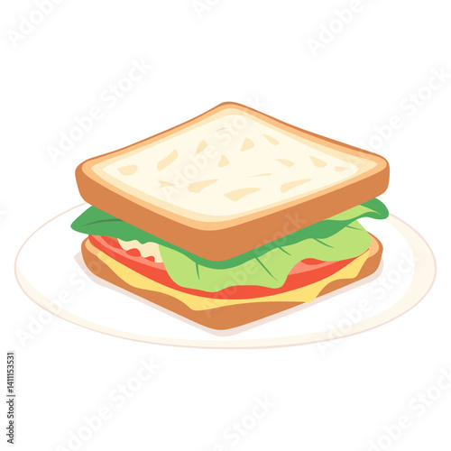 Sandwich illustration simple lunch vector