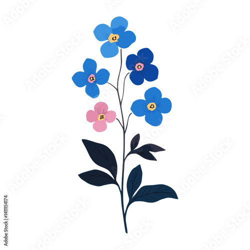 Forget-Me-Not flower flowers illustration colorful vector