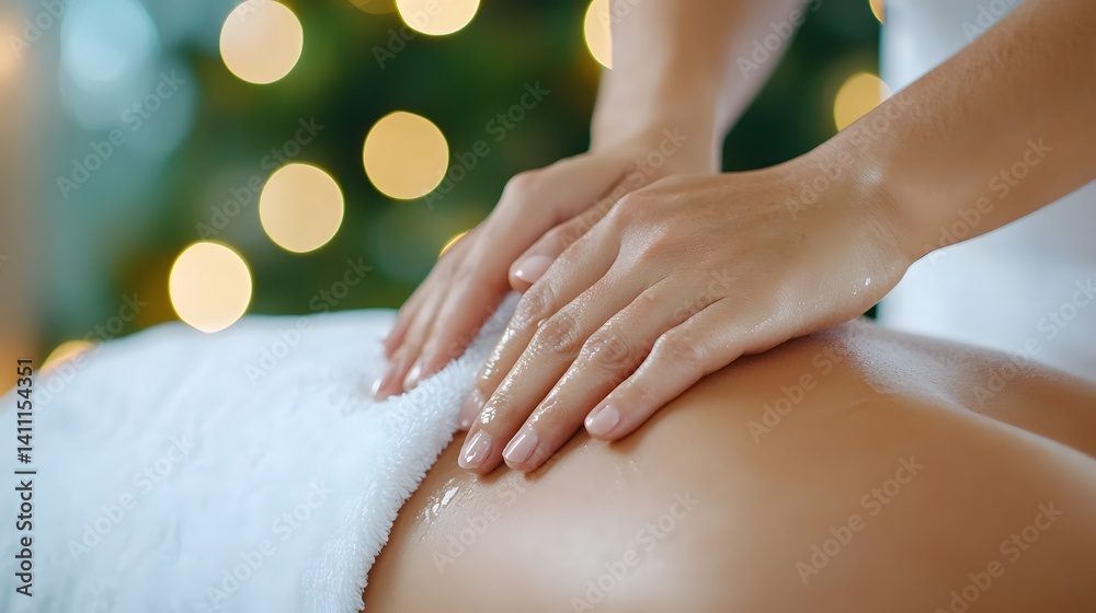 Naklejka premium A woman receiving a relaxing spa treatment with aromatherapy