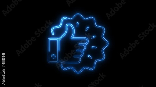 Glowing neon quality icon 4k isolated on black background. HD Video motion graphic animation