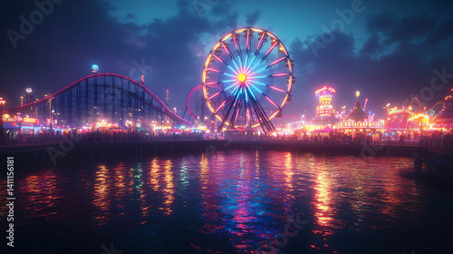 amusement park night,
