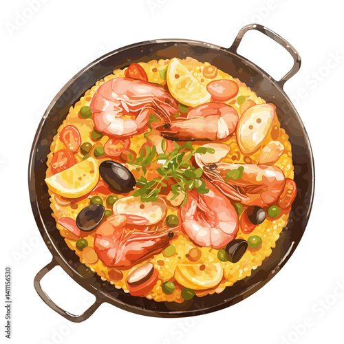 Paella paella illustration food vector