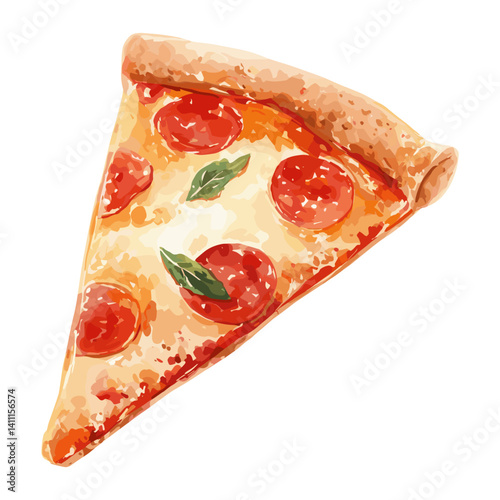 Pizza slice illustration watercolor food vector