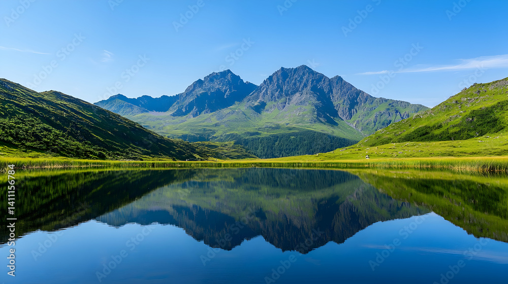 Obraz premium Serene Mountain Lake Reflection