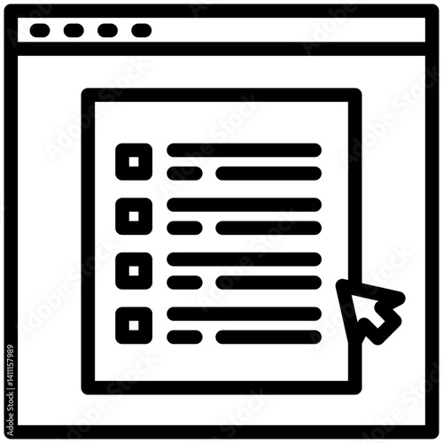 Electronic Form mini illustration outline icon, use for taxation, economy, business, finance, UI, UX kit, app and web development, digital or print.