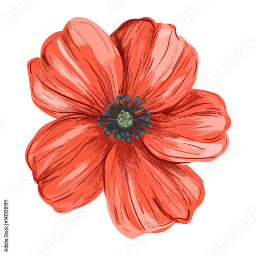 Coral flower illustration vibrant petals vector