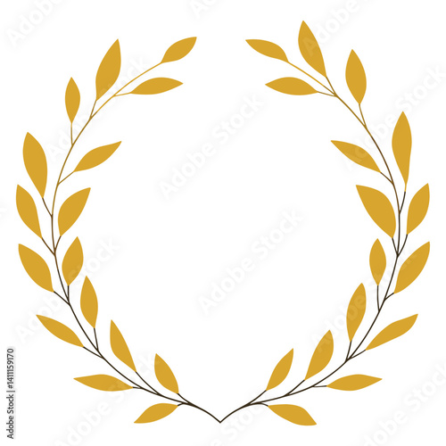 Gold laurel wreath illustration minimalist leaves vector