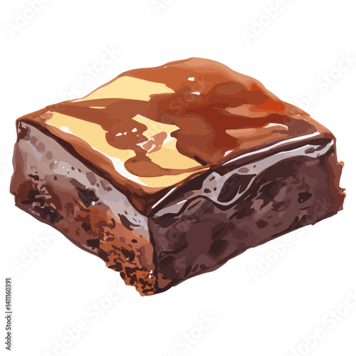 Brownie illustration watercolor chocolate vector