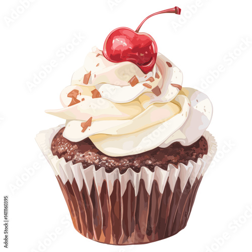 Black Forest Cupcake cupcake cream illustration vector