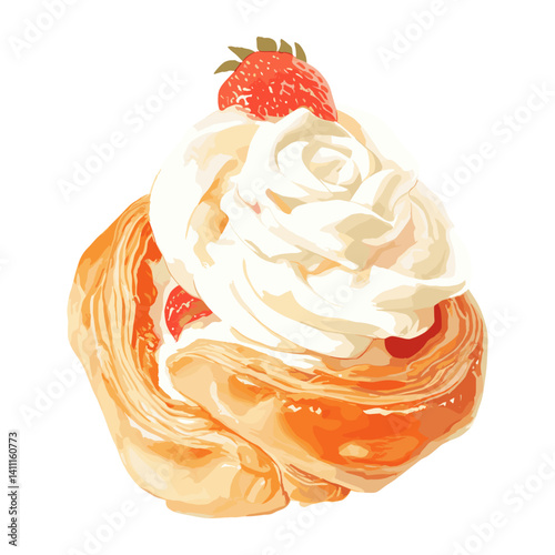 Danish Pastry pastry cream illustration vector