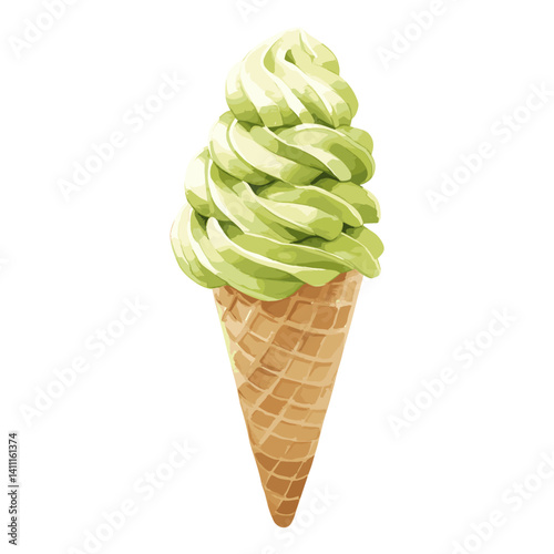 Soft Serve cone illustration watercolor dessert vector