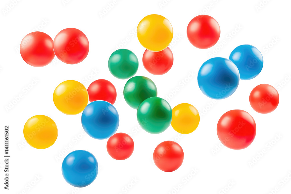 Colorful Ping-Pong Balls on transparent background