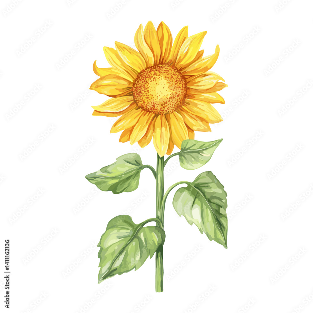 Naklejka premium Sunflower sunflower illustration watercolor vector