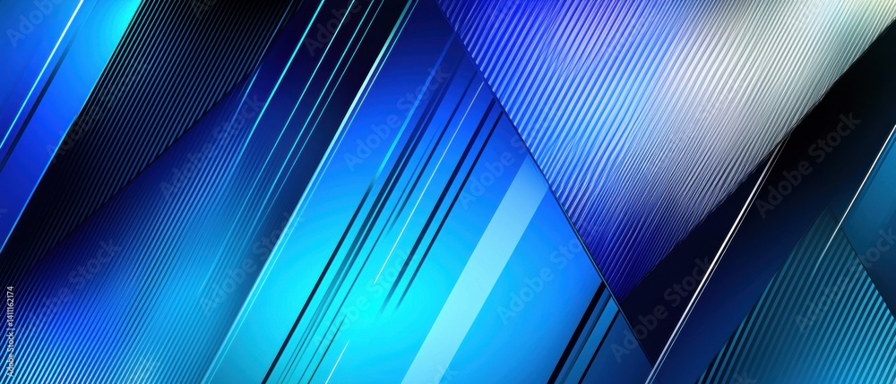 An abstract image featuring sharp blue lines and gradients, creating a dynamic, modern visual effect.
