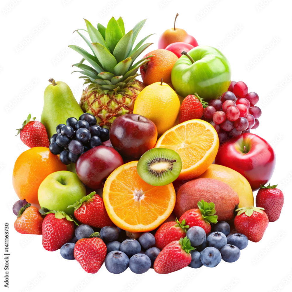 fresh fruits on white background fresh fruits on white background