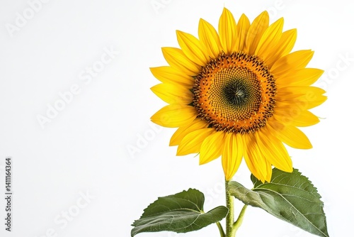 Vibrant sunflower against a plain white background.