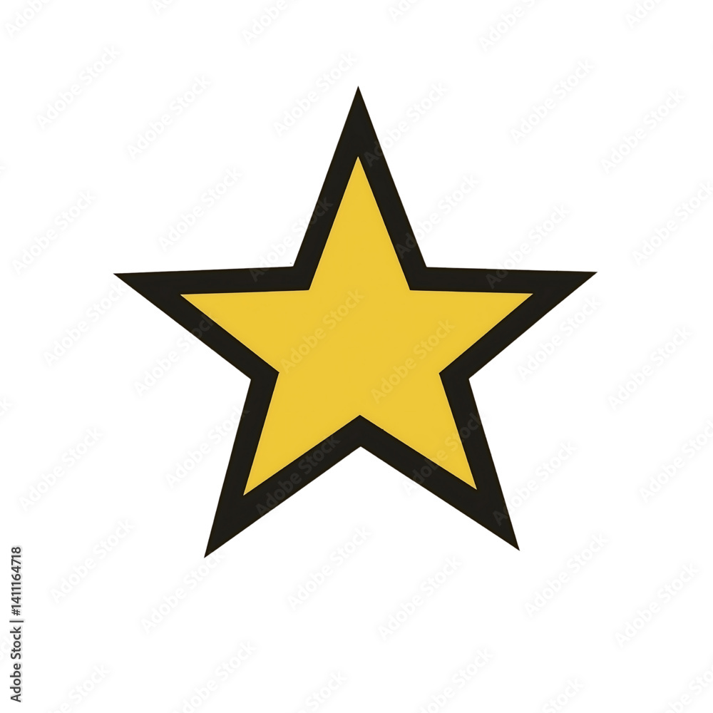 Vibrant Yellow Star Icon for Award and Achievement: Eye-Catching Graphic Design Element with Black Outline Vibrant Yellow Star Icon for Award and Achievement: Eye-Catching Graphic Design Element with Black Outline