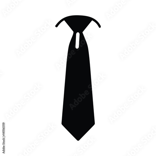 Necktie black men icon white template background design.