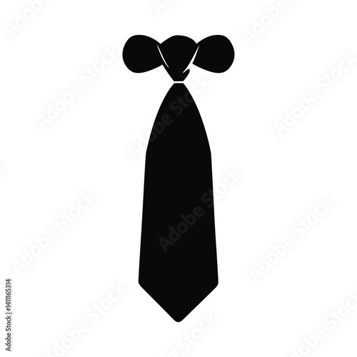Necktie black men icon white template background design.