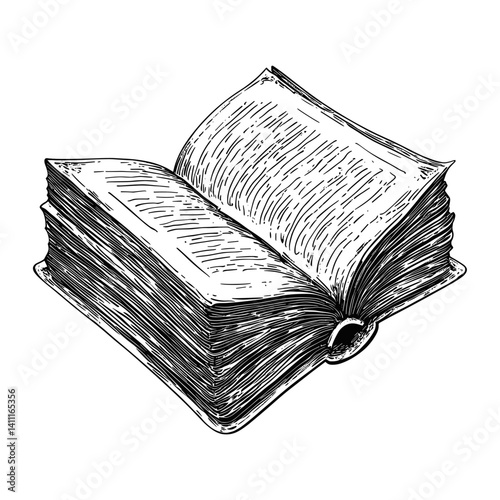 Opened book art drawing sketch vector