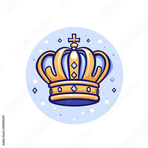 Luxurious Royal Crown Illustration: Ornate Gold and Jewels, Majestic Fantasy Emblem Design