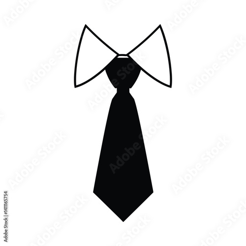 Necktie black men icon white template background design.