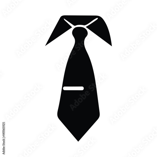 Necktie black men icon white template background design.