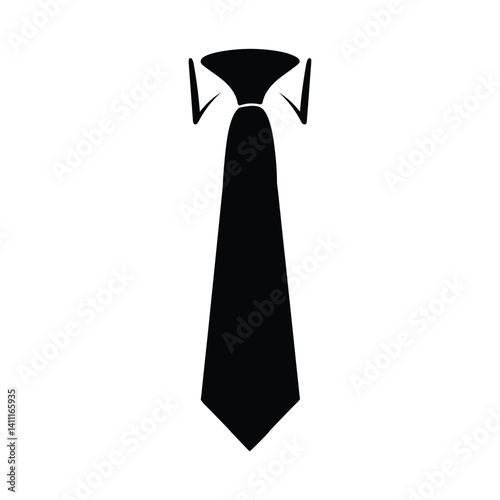 Necktie black men icon white template background design.