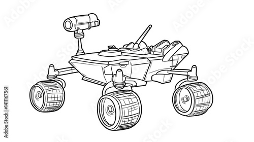 Obraz na płótnie Three wheeled rover technical illustration w salonie