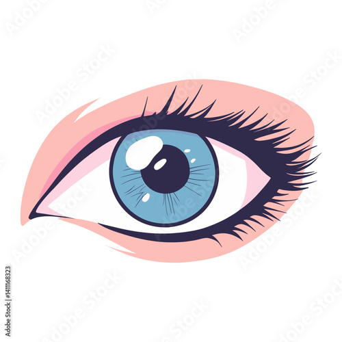 Cute eye in 3 pastel color illustration drawing art vector