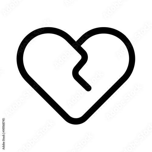 broken heart icon with line style, perfect for user interface projects