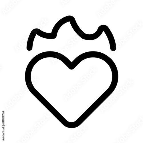 burnt heart icon with line style, perfect for user interface projects