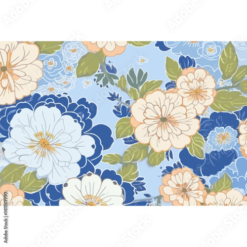 Flower pattern flowers colors blue vector
