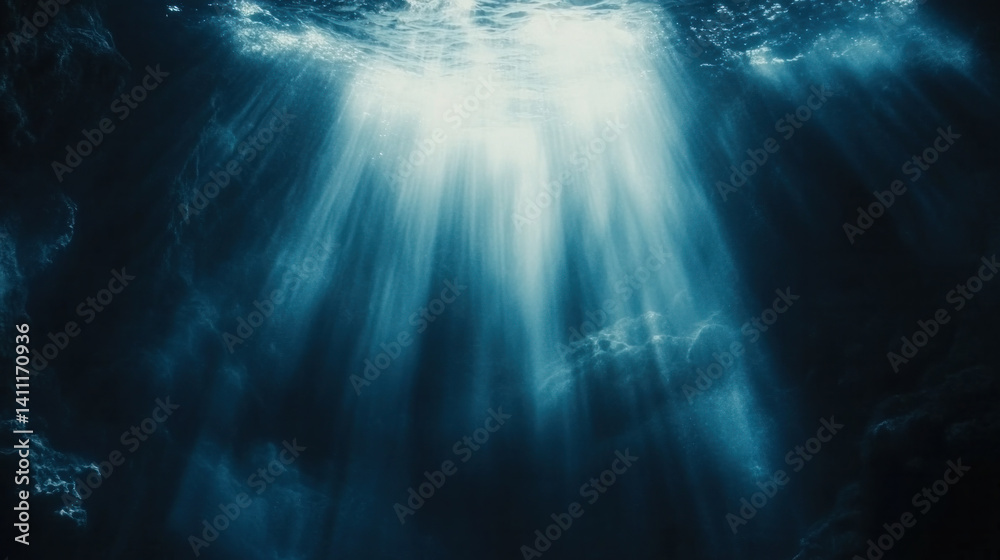 A beautiful blue ocean with sunlight shining through the water. The sunlight creates a serene and peaceful atmosphere, making the scene feel calm and relaxing A beautiful blue ocean with sunlight shining through the water. The sunlight creates a serene and peaceful atmosphere, making the scene feel calm and relaxing