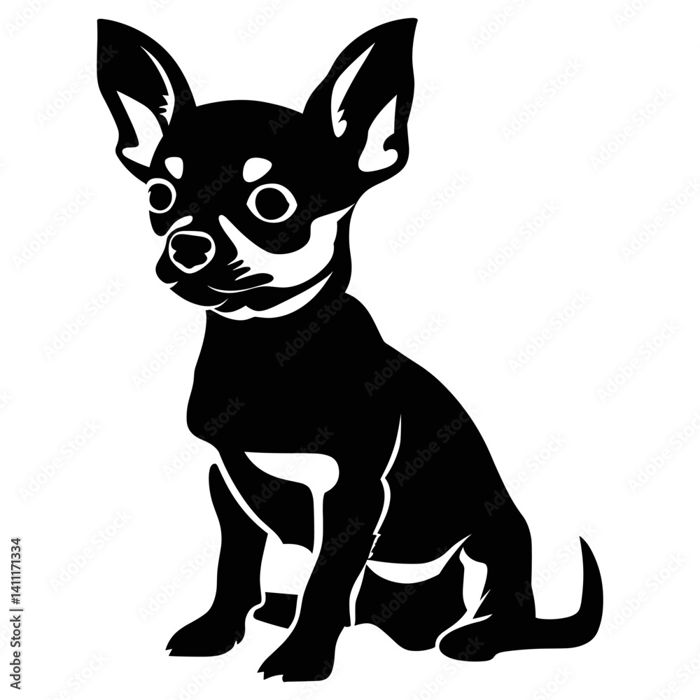 A cute dog silhouette chihuahua animal vector A cute dog silhouette chihuahua animal vector
